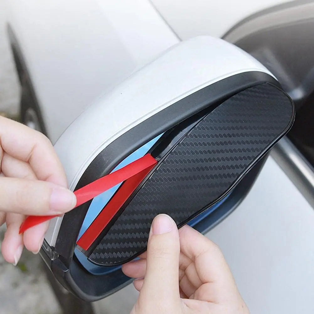 2PCS Carbon Fiber Rearview Mirror Rain Guards - Anti-Glare Sun Visor Cover for Clear Vision, Universal Car Mirror Accessories Beauty World Shop