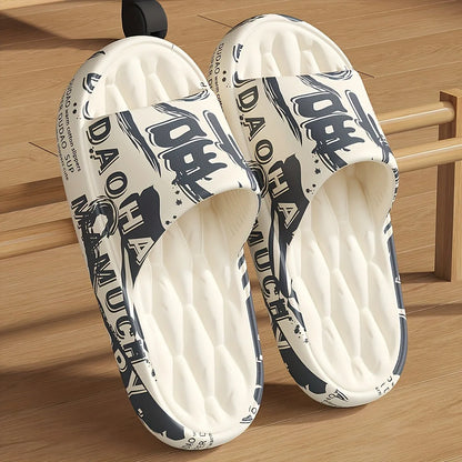 Trendy EVA Graffiti Slides for Men and Women Soft Comfortable Black White Design Playful Patterns Casual Home Outdoor Wear Beauty World Shop