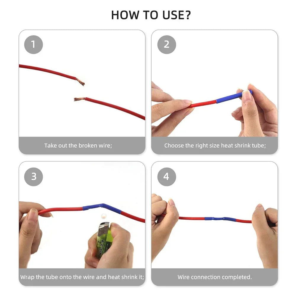 Heat Shrink Tube Kit Thermoresistant Tubing Heat Shrink Wire Wrapping Electrical Connection Cable Insulation Sleeved Protecter Beauty World Shop