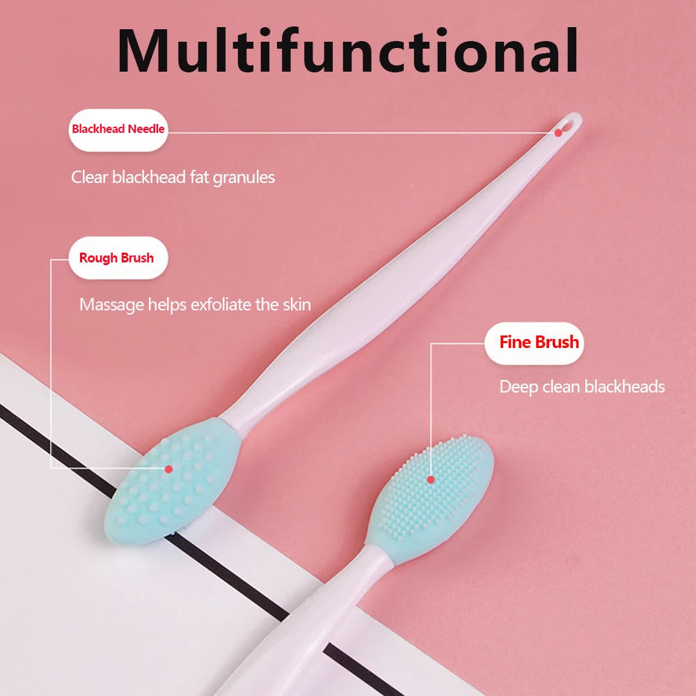 1PC/4PCS  Beauty Skin Care Wash Face Silicone Brush Exfoliating Nose Clean Blackhead Removal Brushes Tools With Replacement Head Beauty World Shop