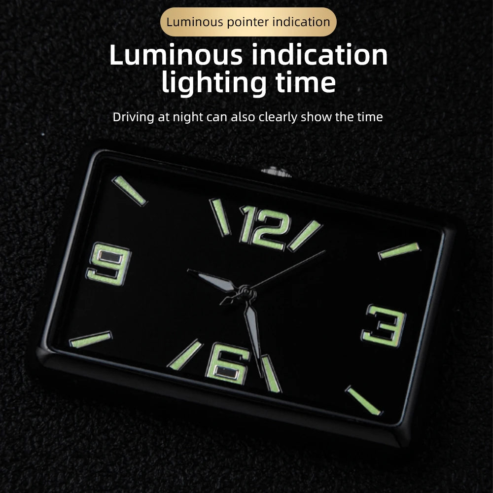 Auto Fashion Square Watch Car Clock Interior Decoration Self-adhesive Electronic Vent Clip Watch Automobile Quartz Clock Beauty World Shop