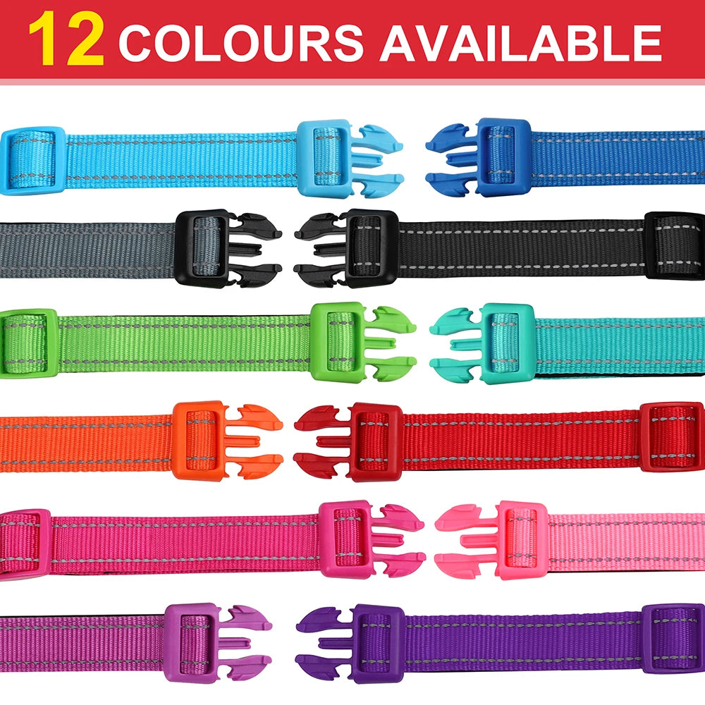 Embroidered Nylon Dog Collar Personalized Puppy Cat Collars Reflective Pet ID Collars DIY Phone Name ID For Small Large Dog Cat Beauty World Shop