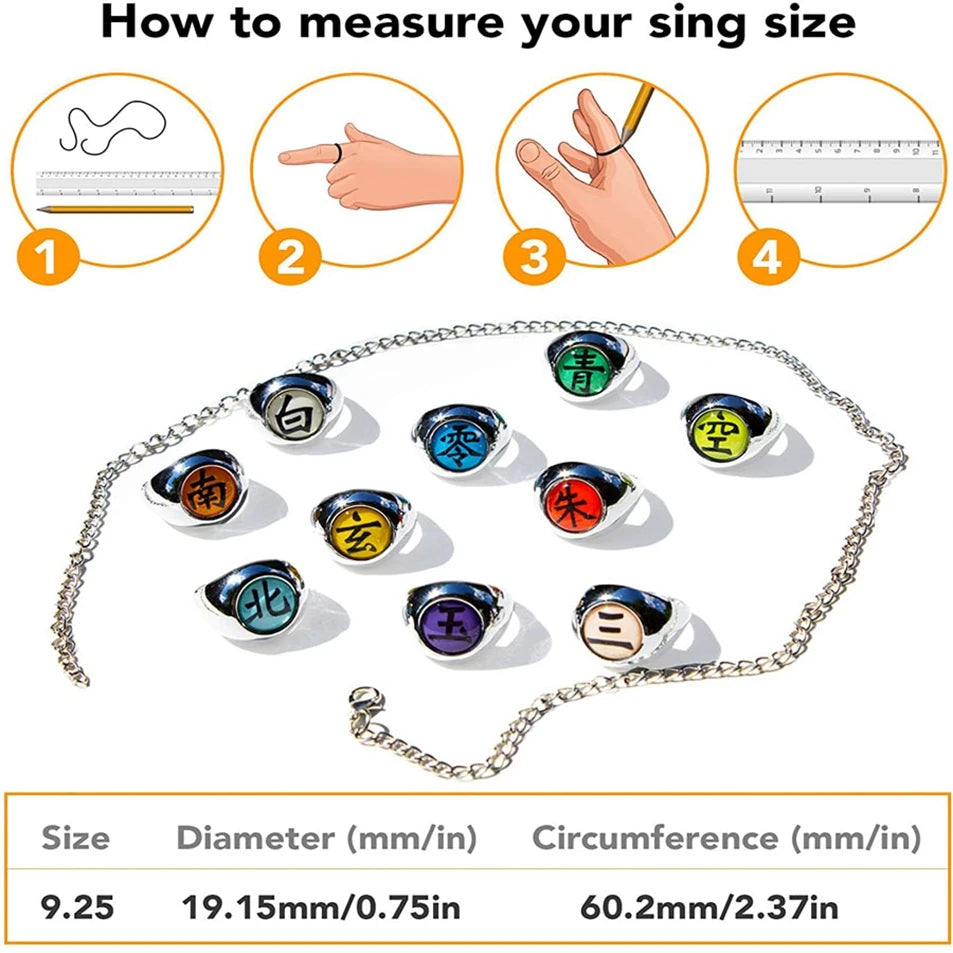 10PCS/Set Anime Akatsuki Itachi Metal R-ings Cartoon Cool Cosplay Accessory Props Boy Children Action Figure Toy Gift Beauty World Shop