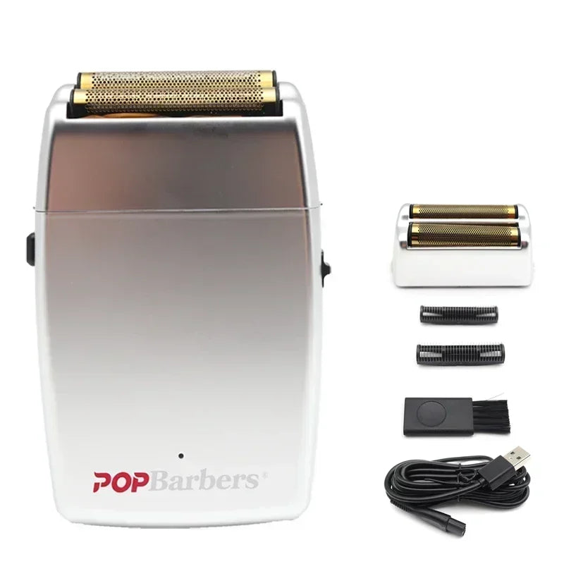 11000 RPM POP Barbers P620 Professional Electric Men's Beard Trimmer Double Foil Shaver Electric Shaver USB Hair Cutting Machine Beauty World Shop