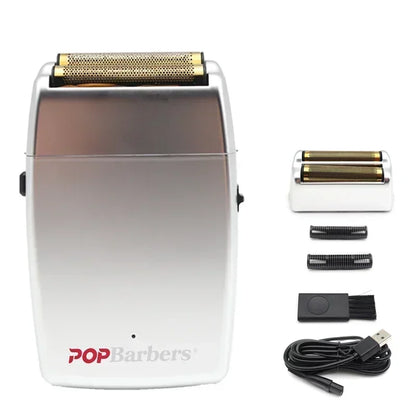 11000 RPM POP Barbers P620 Professional Electric Men's Beard Trimmer Double Foil Shaver Electric Shaver USB Hair Cutting Machine Beauty World Shop