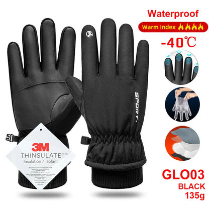 Thermal Winter Cycling Ski Gloves Outdoor Sports Running Motorcycle Touch Screen Fleece Gloves Non-slip Warm Full Fingers Gloves Beauty World Shop