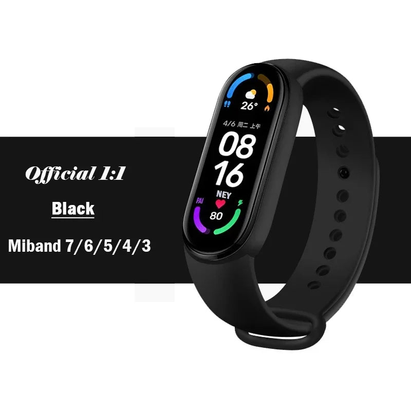 official Silicone Strap For Xiaomi Mi Band 4 5 6 7 Bracelet Sport Watch Wristband Miband4 miband7 Correa Mi band 3 4 5 6 7 Band Beauty Fashion