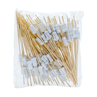 100Pcs Christmas Bamboo Skewer Cocktail Picks Cupcake Topper Disposable Food Dessert Toothpicks Fruit Sticks Party Supplies Beauty Trend Shop