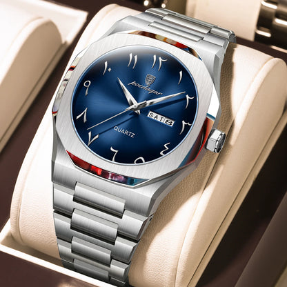 POEDAGAR Original Luxury Men's Watch Waterproof Week Date Fashion Men Wristwatch Quartz Stainless Steel Man Watches Reloj Hombre Beauty World Shop