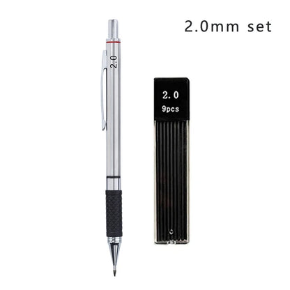 Metal Mechanical Pencil Set with Pencil Grip Leads Art Drawing Student Office Supplies 0.5/0.7/0.9/2.0mm Automatic Pencil Beauty World Shop