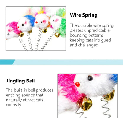 Swinging Mouse Toy - Suction Cup, Spring, and Feather Mouse Toy with Bell Sound, Interactive Cat Toy Beauty World Shop