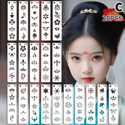 Makeup Template Women Kids DIY Supplies Hollow Flowers Temporary Tattoo Stencil For Drawing Molds Face 15*4.5cm Beauty World Shop