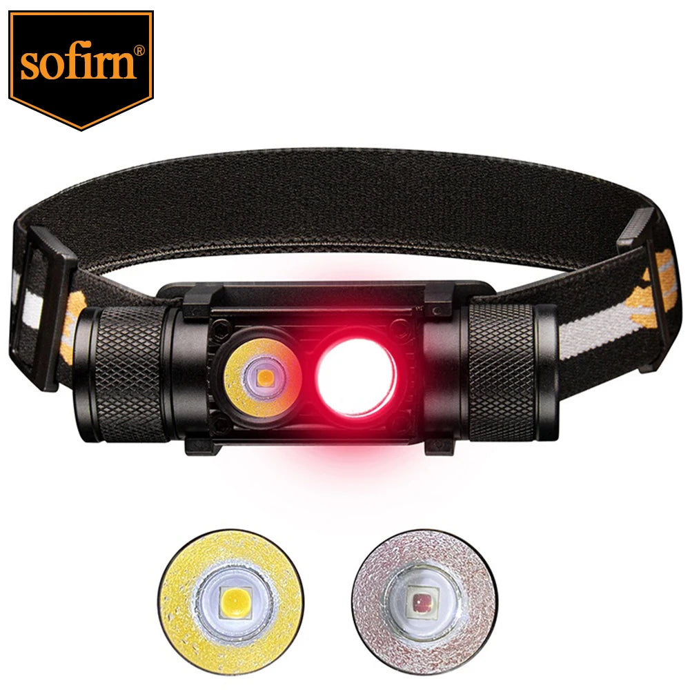 H25LR LED 90 High CRI Rechargeable Headlamp Powerful Lightweight Head Flashlight with Bright White Light  660nm Deep Red Torch Beauty Fashion