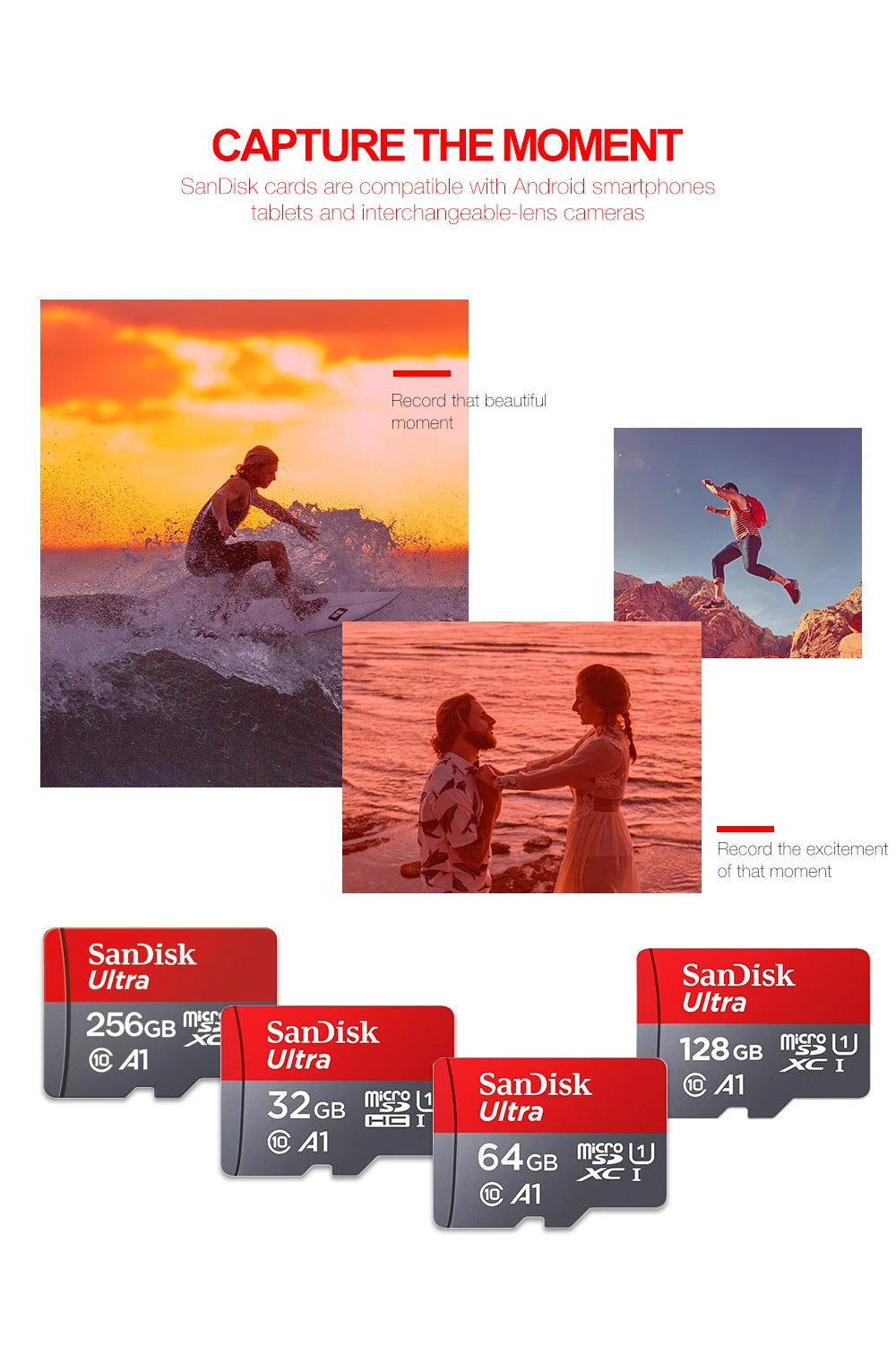 Original Sandisk Memory Card 256GB 128GB 64GB 32GB TF micro sd card Class 10 UHS-1 flash card Memory Microsd for Samrtphone PC Beauty World Shop