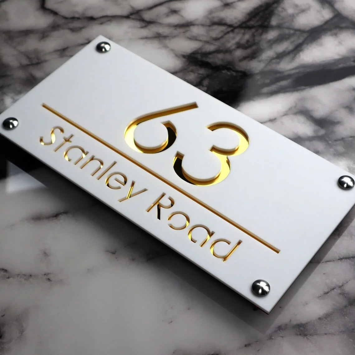 Customized Sign Outdoor House Number Plate Personalized Family Address Name Hotel Sign 3D Acrylic Laser Cut Wall Plaque Beauty World Shop