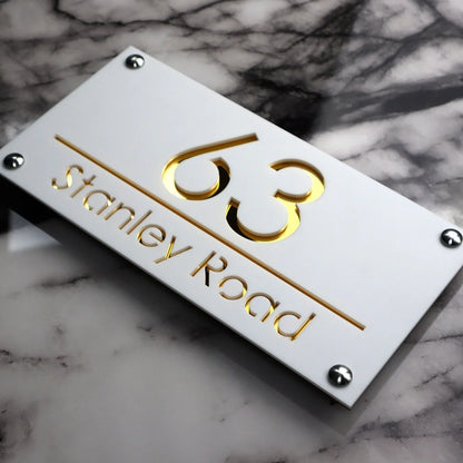 Customized Sign Outdoor House Number Plate Personalized Family Address Name Hotel Sign 3D Acrylic Laser Cut Wall Plaque Beauty World Shop