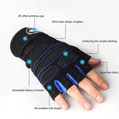 1Pair Gym Gloves for Men Women Fitness Weight Lifting Wristband Gloves Training Sports Exercise Cycling Glove Shockproof Beauty World Shop