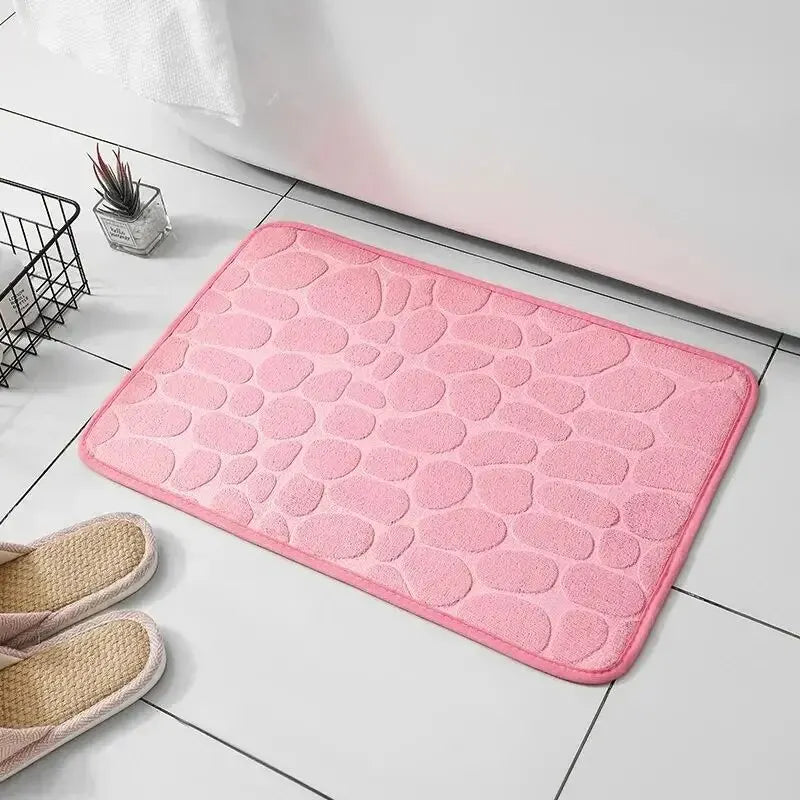 1pc embossed fiber carpet, bathroom living room anti slip mat, pebble floor mat, household items Beauty World Shop