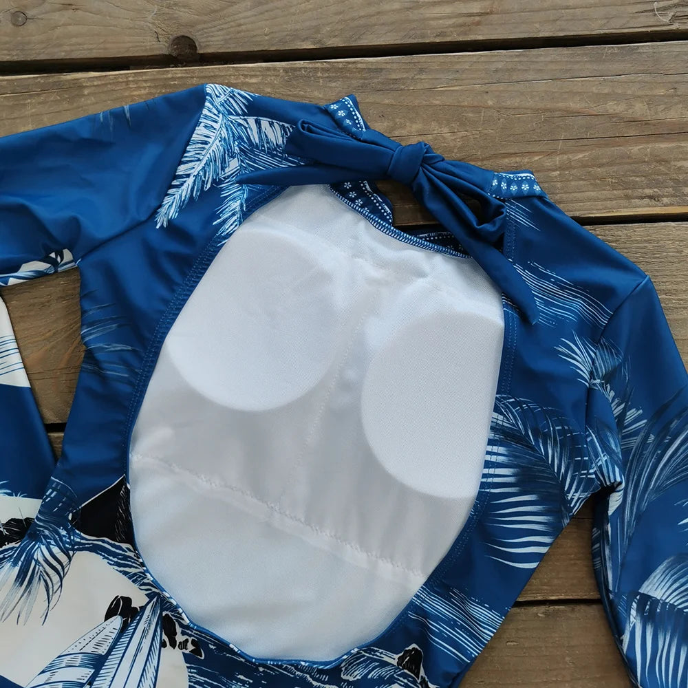 2026 Surfing Sport Swimsuit Long Sleeves Women One Piece Swimsuit  Swimwear Solid Monokini Bathing Suit Tropical Bodysuit Female Beauty World Shop