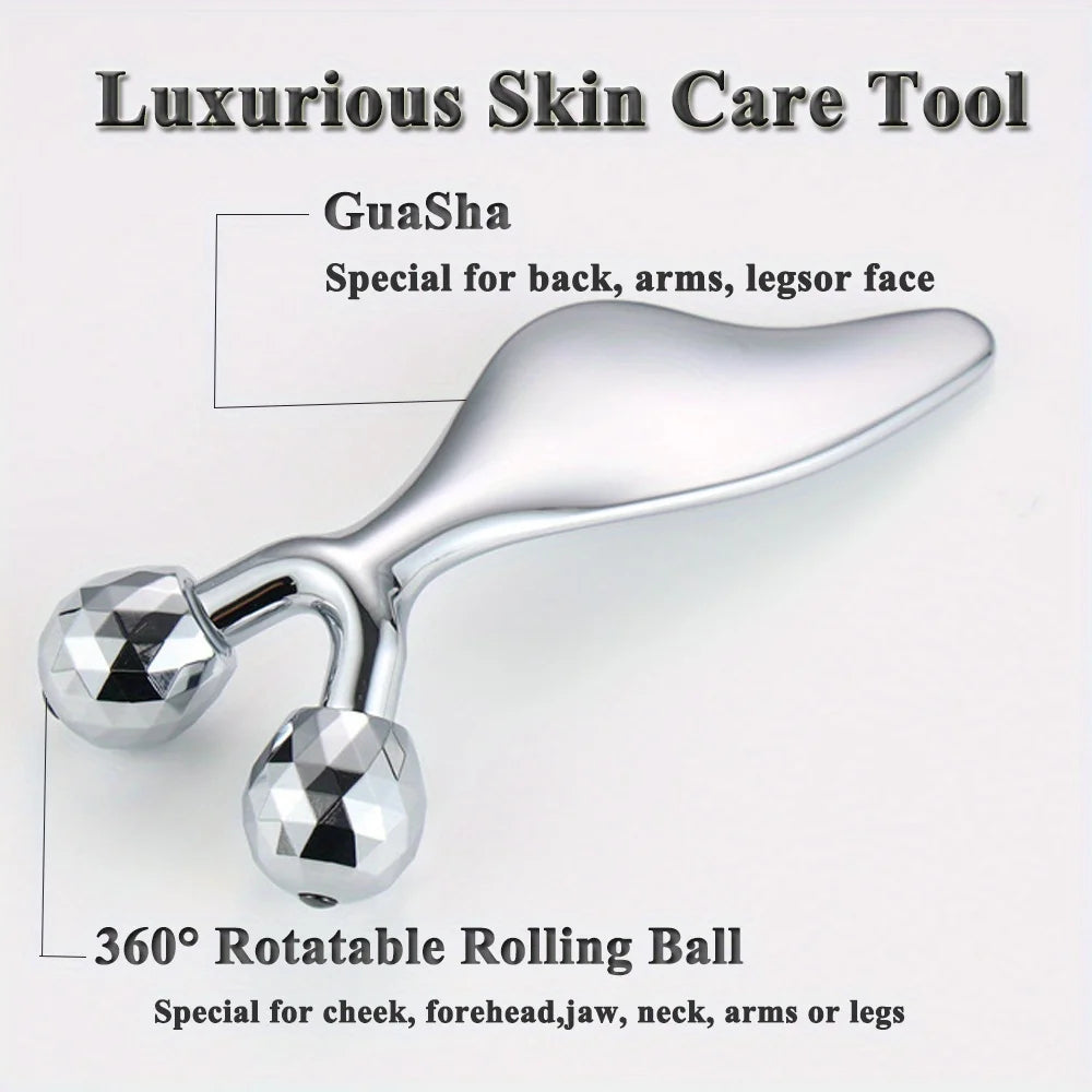2 IN 1 3D Facial Massager & Gua Sha Massage Tool Cold Roller For Face Eyes Chin Lift Tightening Skin Tool Sculpting Beauty Tools Beauty World Shop