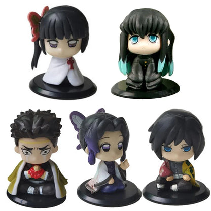 5 Style/Set Q Version Demon Slayer Sitting Ghost Doll Tanjiro Nidouzi Inosuke Zenizu Figure Action Figure Movie Model Toys Doll Beauty World Shop
