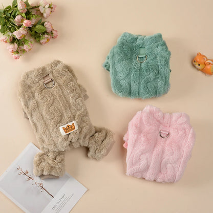 Pet Dog Clothes Cozy Soft Fleece Puppy Cat Jumpsuit For Small Medium Dogs Cats Winter Warm Clothes With Elasicity Yorkshire Pug