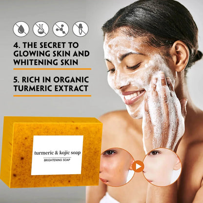Turmeric Kojic Acid Glow Soap Dark Spot Acne Removal Even Skin Tone Mositen Smooth Skin Deep Cleansing Handmade Soap Beauty Trend Shop