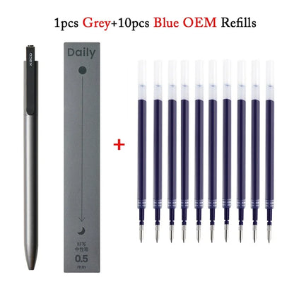 KACO Gel Pens Press Signature Pen Stationery Metal Pen Clip 0.5mm Black Ink Quicking Drying Large Capacity 800M Smooth Writing Beauty World Shop