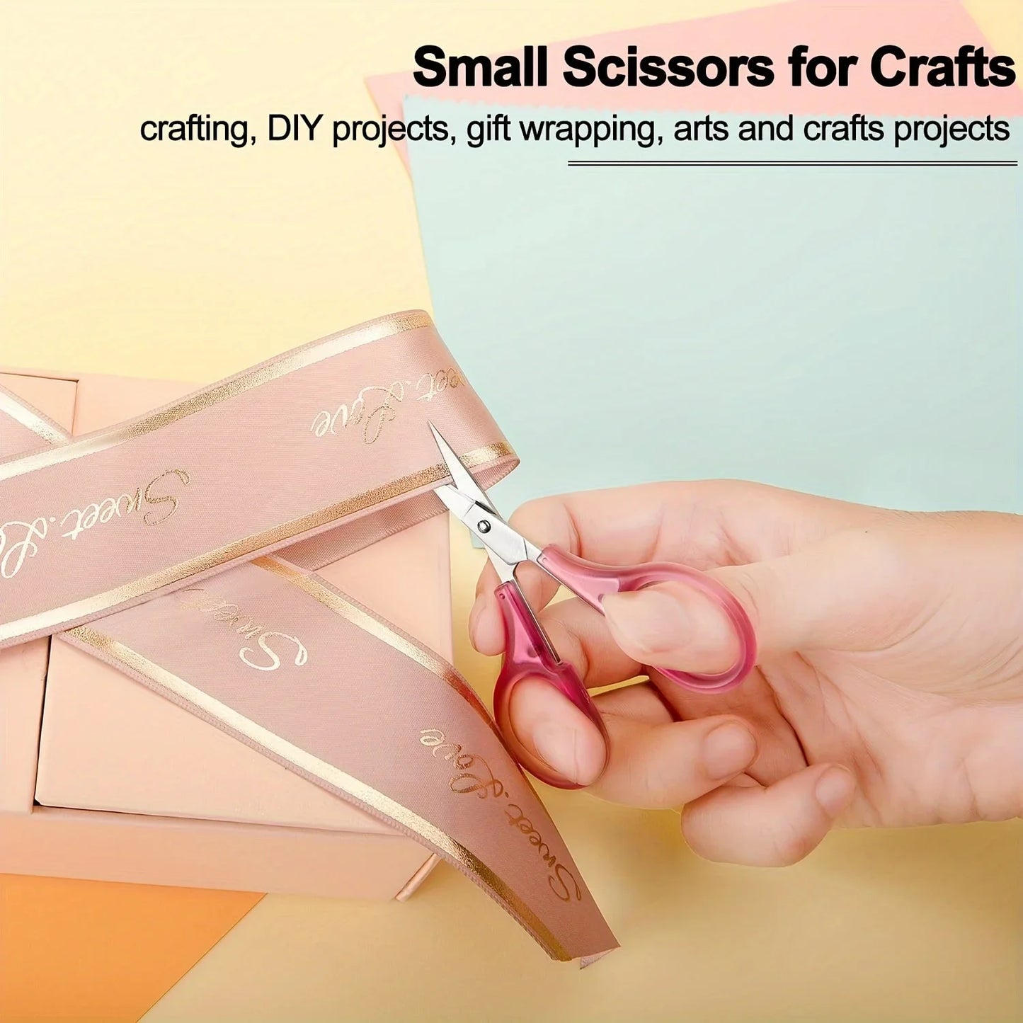 1pc Compact Precision Craft Scissors Sharp Stainless Steel Blades with Protective Cap, Tsa-Approved for Travel Stationery Beauty World Shop
