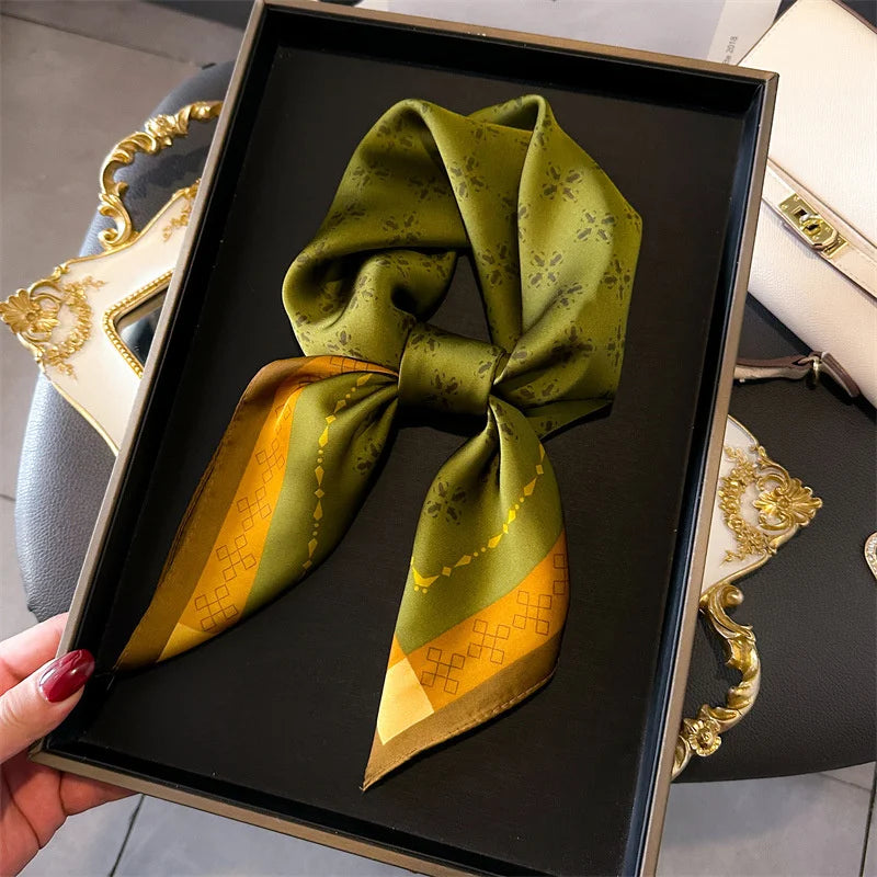 2025 New Fashion Luxury Printed Square Shawl Women 70x70cm Pashmina Silk Scarf Neck Headband Bandana Beauty World Shop