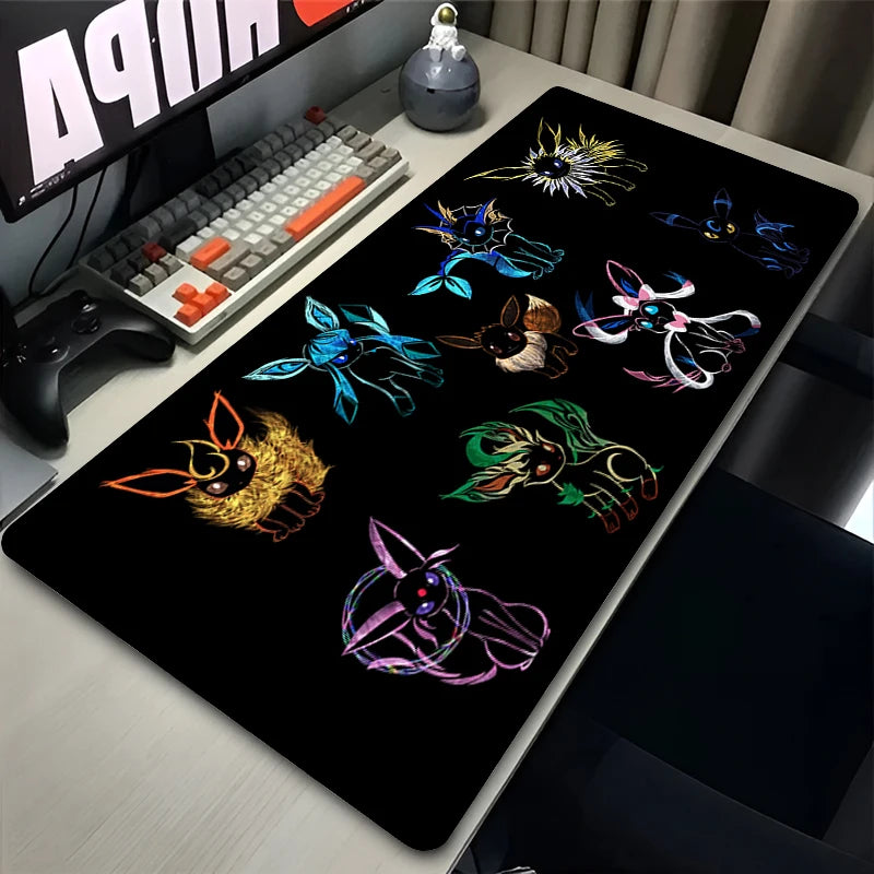 Kawaii Japan Anime Mouse Pad PC Colorful E-eevee Gamer Cabinet Mousepad HD P-pokemonS Keyboard Rug Laptop Gaming Rubber Desk Mat Beauty World Shop