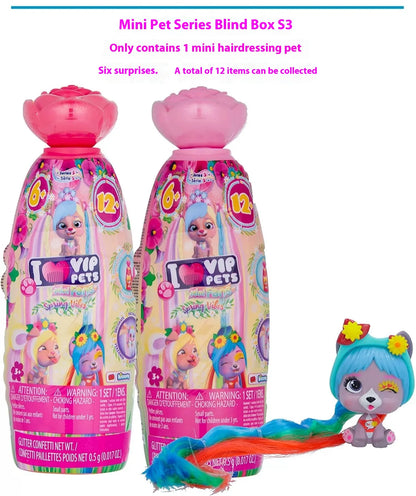 I Love Vip Pets Hairdressing Doll Pet Dog Poodle Surprise Mystery Blind Box Mousse Bottle Braided Hair Female Girls Kid Toy Gift Beauty World Shop