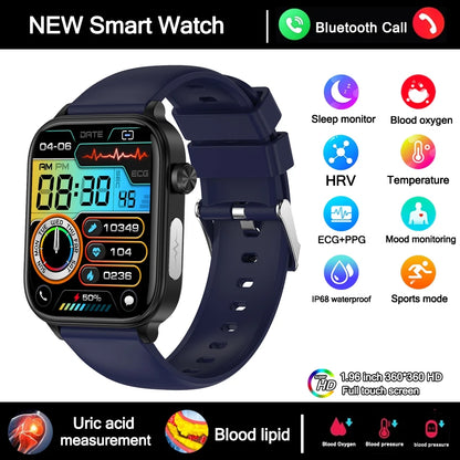 2025 New 24-Hour Health Monitoring Smart Watch Men Uric Acid Blood Lipids Heart Rate Bluetooth Call Smartwatch Women Beauty World Shop