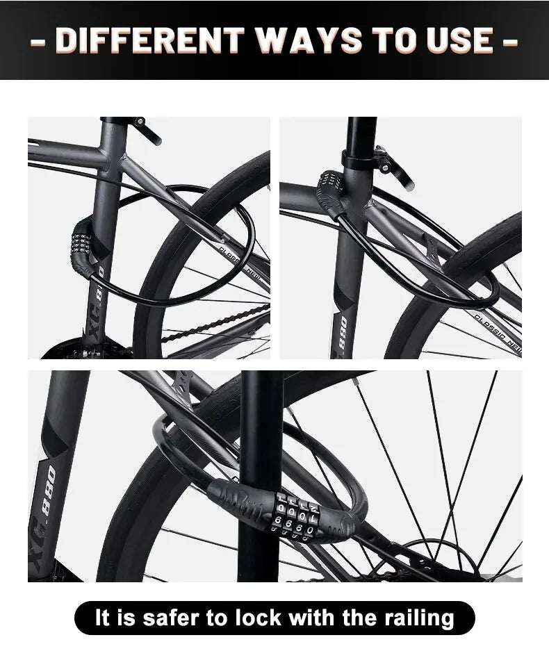 Bike Lock Mountain Bike Portable Security 4-digit Code Bike Lock for Bicycle Motorcycle Scooter Beauty World Shop