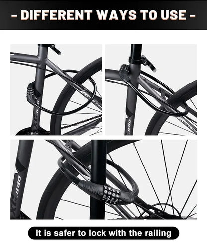 Bike Lock Mountain Bike Portable Security 4-digit Code Bike Lock for Bicycle Motorcycle Scooter Beauty World Shop