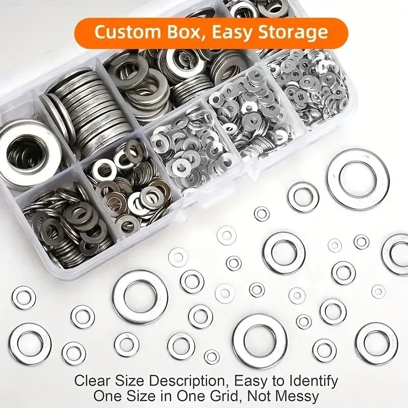 360/580pcs 304 Stainless Steel Flat Washers Set, Perfect For Home Decor, Factory Repair, Kitchens, Shops & More Beauty World Shop