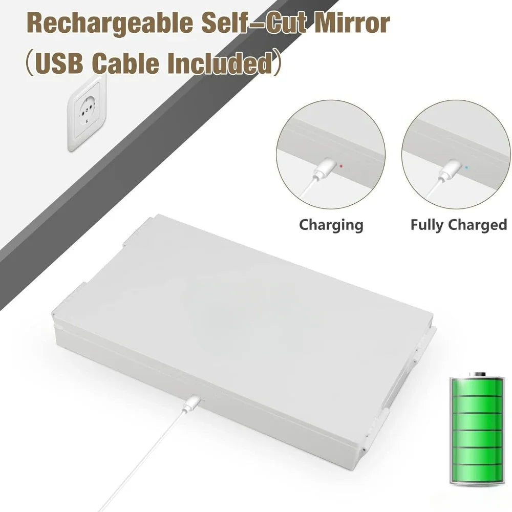 3 Way LED Makeup Mirror for Self Hair Cutting Rechargeable 360° DIY Self Haircut Mirror with Lights and Height Adjustable Hooks Beauty World Shop