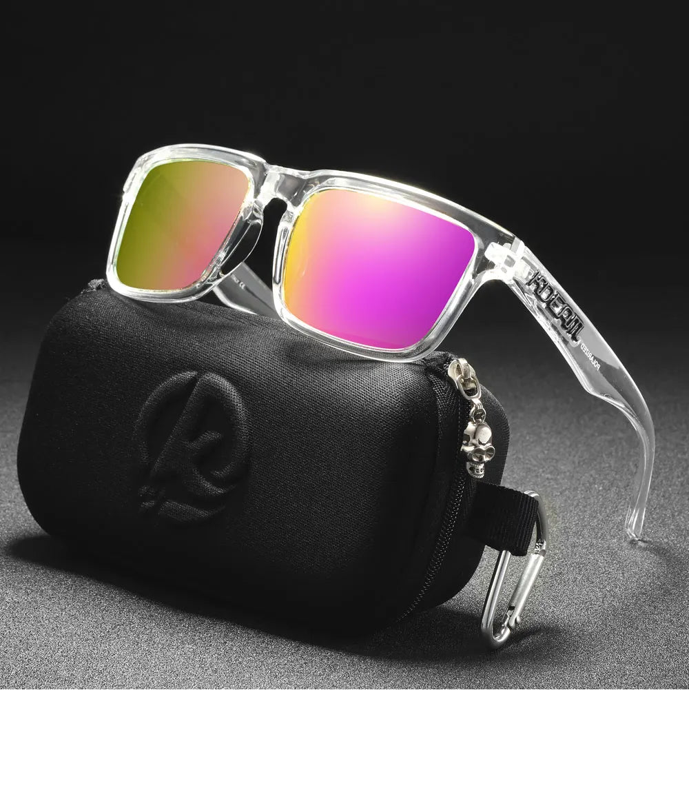 KDEAM Men's Polarized Sunglasses Square Casual Outdoors Sun Glasses Women Unisex Sunglass For Couple With Zipper Case Beauty World Shop
