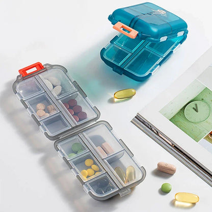 10 Compartments Travel Pill Organizer Pocket Portable Pill Storage Box Case Daily Pill Container or Purse Fish Oil Medicine Beauty World Shop