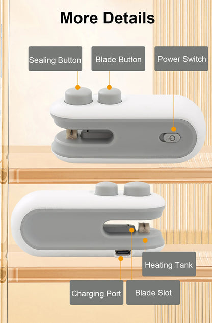 Mini Heat Bag Sealing Machine Package Sealer Bags Plastic Food Sealer Clip Bag Handheld Sealer Food Packaging Heat Sealer Beauty World Shop