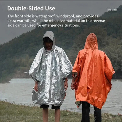 Emergency Raincoat Poncho Waterproof Rainwear Blanket Survival Camping Equipment Cold Insulation Rainwear Camping Equipment Beauty World Shop