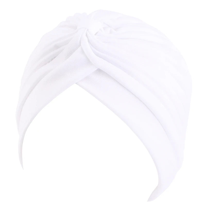 New Knotted Ruffle Turban Ladies Soft Headscarf Casual Streetwear Female Muslim Hijab Indian Hats Cancer Chemo Cap Turbante Beauty World Shop