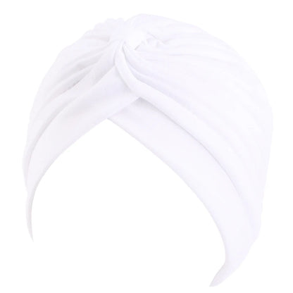 New Knotted Ruffle Turban Ladies Soft Headscarf Casual Streetwear Female Muslim Hijab Indian Hats Cancer Chemo Cap Turbante Beauty World Shop
