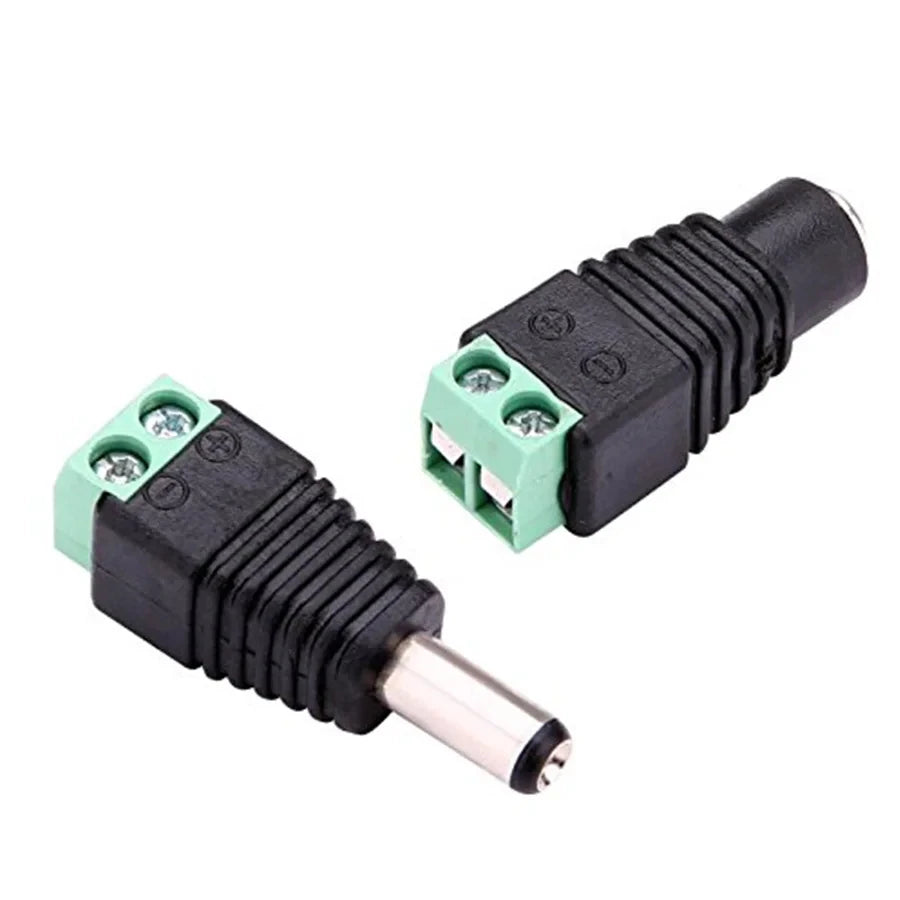 5pairs DC 12V Female And Male Connectors 5.5x2.1mm Power Plug Adapter Jacks Sockets For Signal Color LED Strip Light CCTV Camera Beauty World Shop