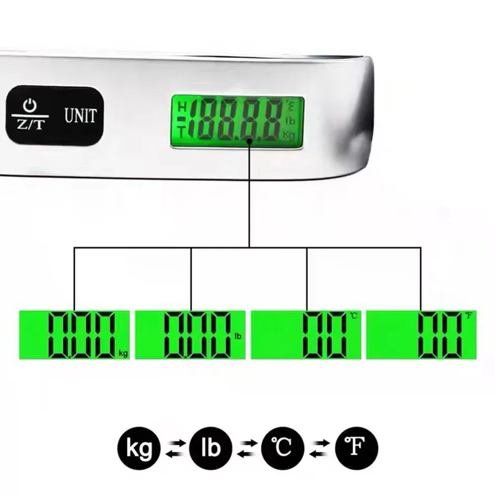 50kg Portable Hanging Scale Electronic Hand Luggage Scale Digital Display Suitcase 110lb Travel Baggage Bag Weighing Tools Beauty World Shop