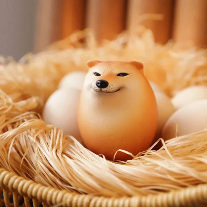 Creative Shiba Inu Realistic Egg Shape PVC Desk Decor Dog & Egg Union Decorations For Home Offices Fun Christmas Gifts Beauty World Shop