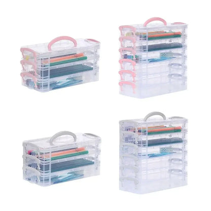 3/6-layer Paintbrush Box Watercolor Detachable Pen Storage Box Color Multi-function Stationery Organizer School Supplies Beauty World Shop
