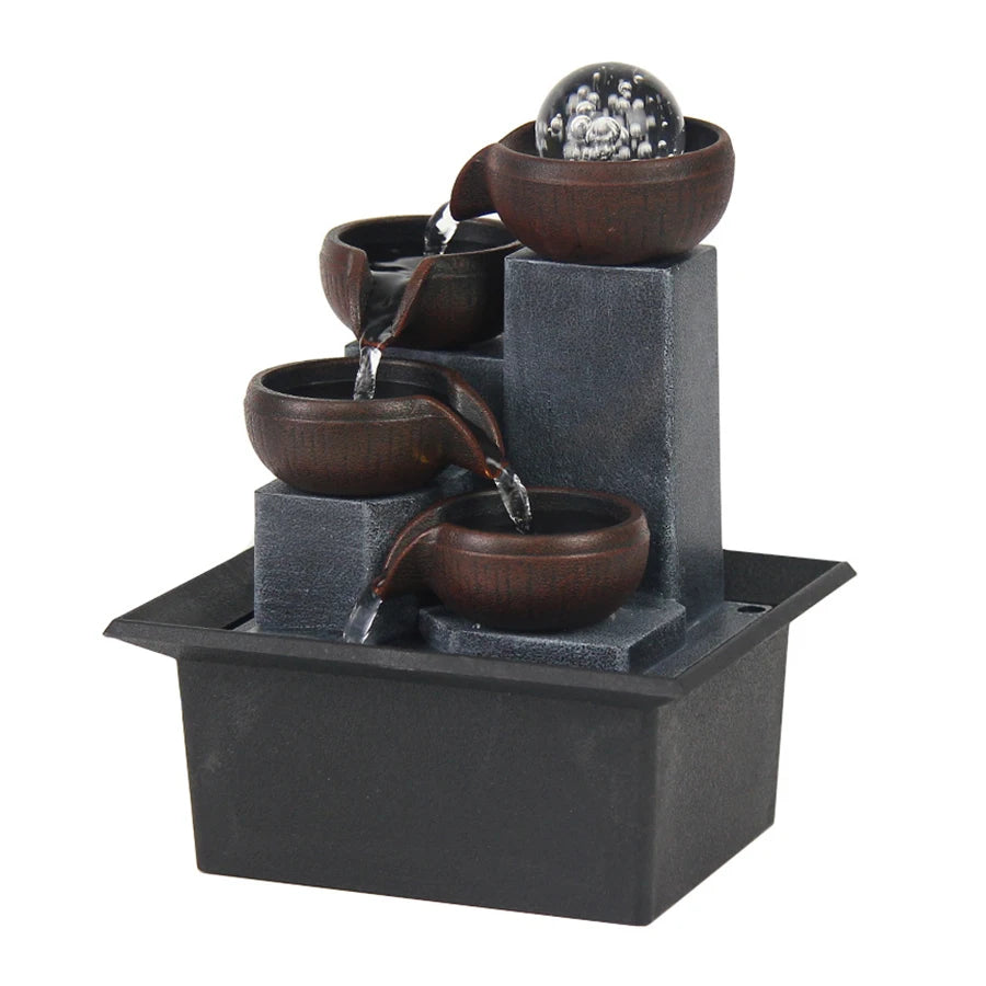 Mini Zen Tabletop Fountain - Relaxing LED Waterfall for Office Desk, Yoga Room & Feng Shui Decor Beauty World Shop