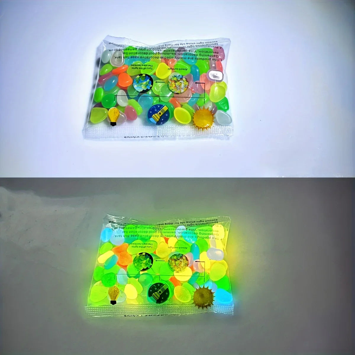 100pcs Glow In The Dark Pebbles, Resin Luminous Stones For Landscape, Garden Paths, Potted Plants, Parks, Aquarium Decor, Beauty World Shop