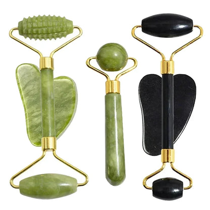 Natural Jade Roller Face Gua Sha Natural Stone Body Neck Massager Acupoint Eye Care Spa Massage Tools Massage Visage Lifting Beauty World Shop